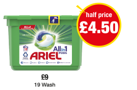 Ariel All in 1 Pods - Half Price - Now £4.50 at Premier