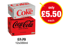 Diet Coke, Zero Sugar - Was £7.79 - Now only £5.50 each at Premier