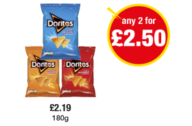Doritos Cool Original, Tangy Cheese, Chilli Heatwave - Any 2 for £2.50 at Premier