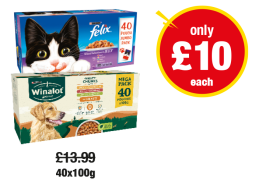 Felix Mixed Selection in Jelly, Winalot Meaty Chunks in Gravy - Now only £10 each at Premier