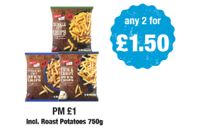 Jack's Crinkle Cut, Straight Cut Oven, Thin & Crispy Oven Chips - PM £1 - Any 2 for £1.50 at Premier