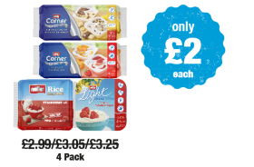 Muller Corner Vanilla Chocolate Balls, Banana Chocolate Flakes, Rice Strawberry, Light Greek Style Sublime Strawberry - Now only £3 each at Premier