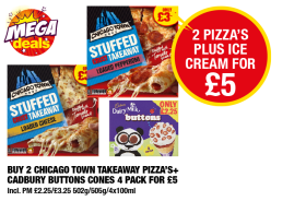 Chicago Town Stuffed Crust Takeaway Loaded Cheese, Pepperoni, Dairy Milk Buttons Cones - £5 at Premier