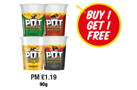 Pot Noodle Chicken & Mushroom, Beef & Tomato, Original Curry, Bombay Bad Boy - Buy One Get One Free at Premier
