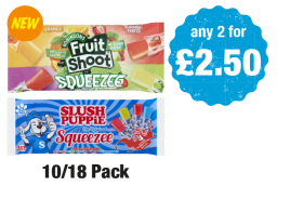 Robinsons Fruit Shoot Squeezee, Slush Puppie The Original Squeezee - Any 2 for £2 at Premier