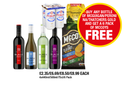 McGuigan Black Label Red, Sauvignon Blanc, Pinot Grigio, Shiraz, Peroni, Thatchers Gold, McCoy's Classics Variety - Now Only Buy Any Bottle Of McGuigan/Peroni/Thatchers Gold And Get A Pack Of McCoys FREE at Premier