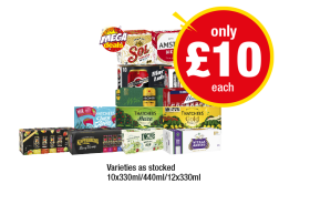 Sol Cerveza, Amstel Bier, Carling Black Label, Carling, Magners, Budweiser, Thatchers Gold, Juicy Apple, Haze, Kopparberg Variety, Berry, Inch's, Stella Artois - Now Only £10 at Premier