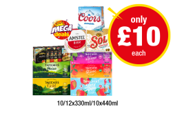 Coors, Amstel, Sol Cerveza, Kopparberg Variety, Thatcher's Apple & Blackcurrant, Haze, Blood Orange, Gold, Juicy Apple - Now Only £10 at Premier