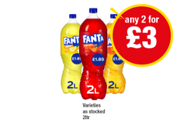 Fanta Lemon, Fruit Twist, Orange - Any 2 for £3 at Premier