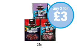 Jack Links Mr Beast Beef Jerky Original, Teriyaki, Biltong - Any 2 for £3 at Premier