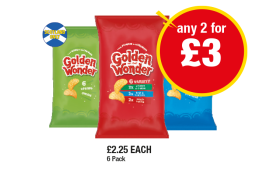 Golden Wonders Variety, Salt & Vinegar, Cheese & Onion - Scotland Only - Any 2 for £3 at Premier