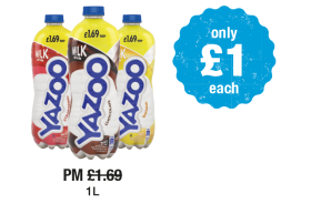 Yazoo Strawberry, Chocolate, Banana Milk Drink - Was PM £1.69 - Now only £1 each at Premier