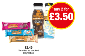 Grenade Carb Killa Protein Bats, High Protein Shake Fudge Brownie, Cookies & Cream - Any 2 for £3.50 at Premier