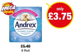 MEGA DEAL: Andrex Classic Clean - Was £5.49 - Now only £3.75 at Premier
